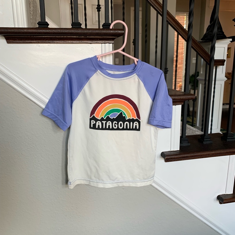 Patagonia Kids' Purple and White Short Sleeve Capilene Base Layer